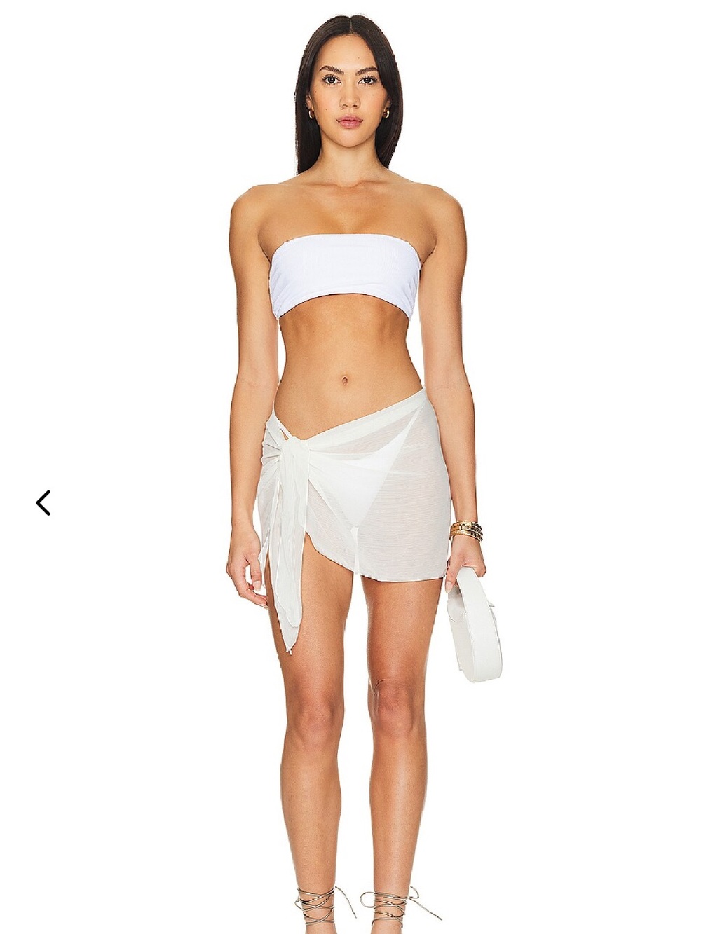 Lovers + Friends White Sheer Tie-Side Mini Skirt